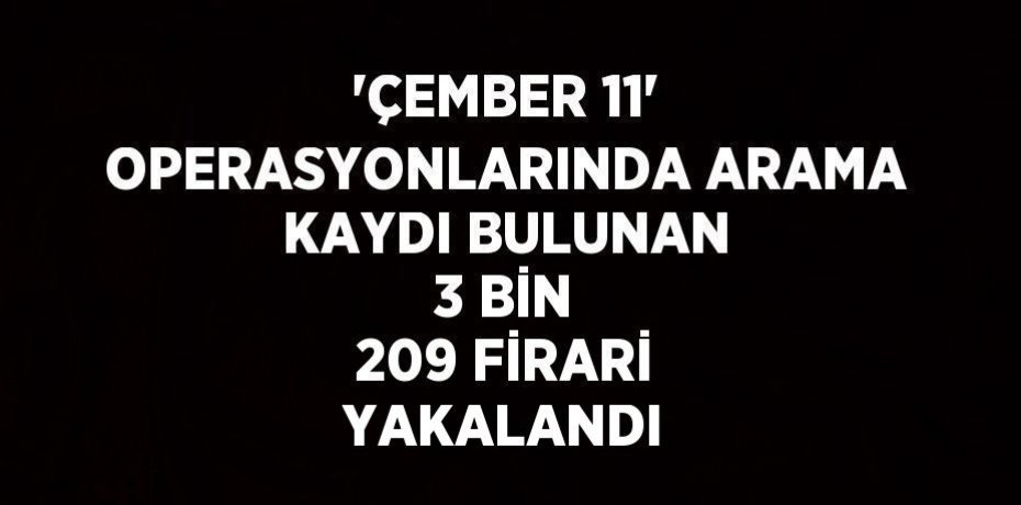 'ÇEMBER 11' OPERASYONLARINDA ARAMA KAYDI BULUNAN 3 BİN 209 FİRARİ YAKALANDI