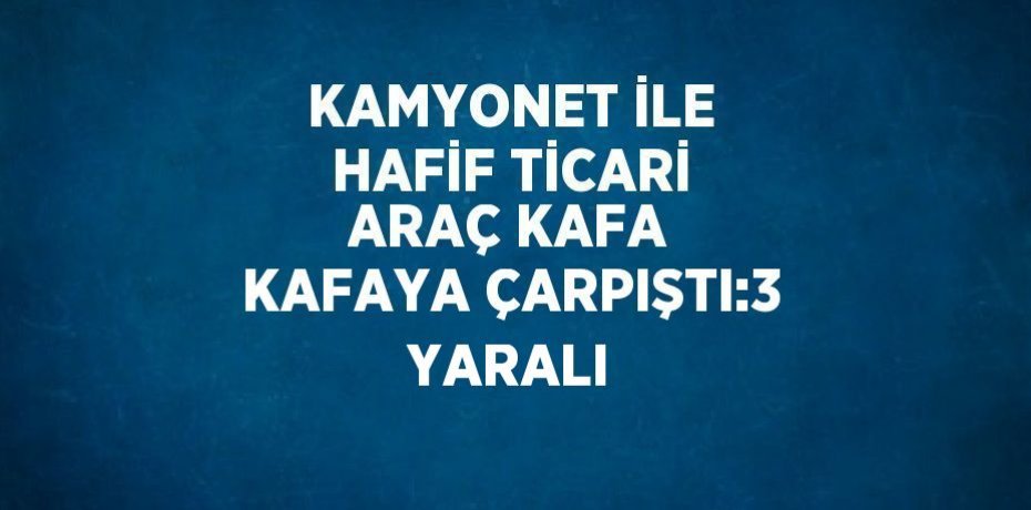 KAMYONET İLE HAFİF TİCARİ ARAÇ KAFA KAFAYA ÇARPIŞTI:3 YARALI