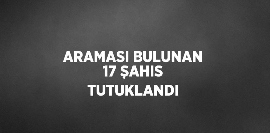 ARAMASI BULUNAN 17 ŞAHIS TUTUKLANDI