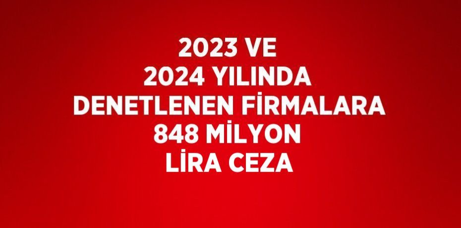 2023 VE 2024 YILINDA DENETLENEN FİRMALARA 848 MİLYON LİRA CEZA
