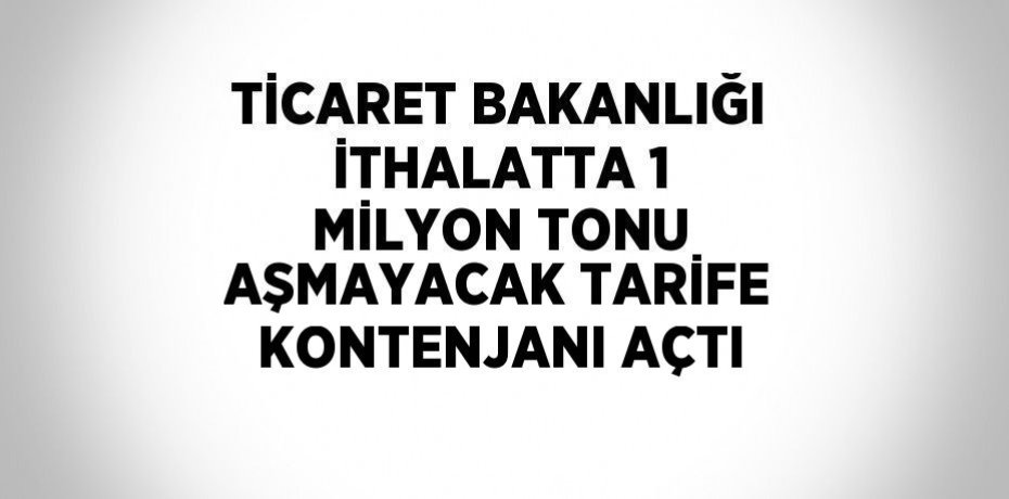 TİCARET BAKANLIĞI İTHALATTA 1 MİLYON TONU AŞMAYACAK TARİFE KONTENJANI AÇTI