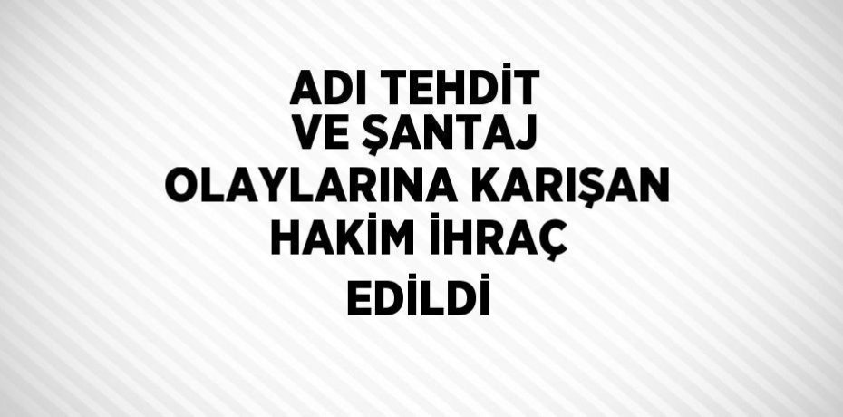 ADI TEHDİT VE ŞANTAJ OLAYLARINA KARIŞAN HAKİM İHRAÇ EDİLDİ