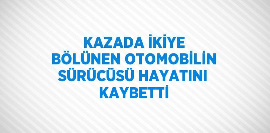 KAZADA İKİYE BÖLÜNEN OTOMOBİLİN SÜRÜCÜSÜ HAYATINI KAYBETTİ