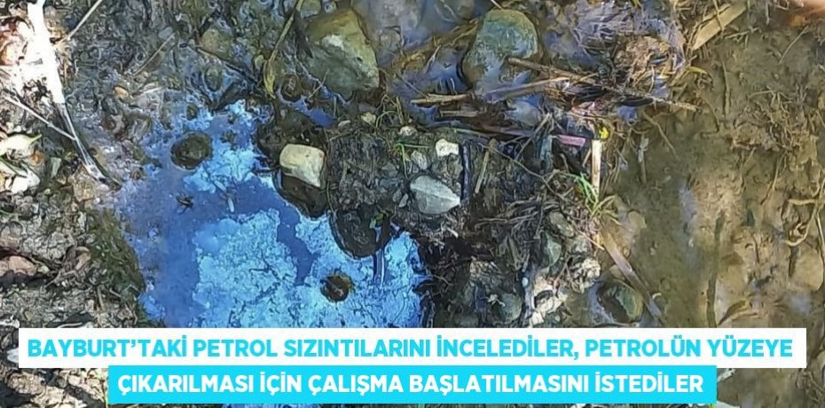 BAYBURT’TAKİ PETROL SIZINTILARINI İNCELEDİLER, PETROLÜN YÜZEYE ÇIKARILMASI İÇİN ÇALIŞMA BAŞLATILMASINI İSTEDİLER