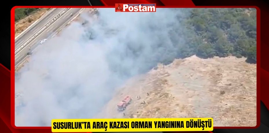 Susurluk’ta araç kazası orman yangınına dönüştü  