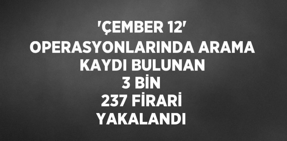 'ÇEMBER 12' OPERASYONLARINDA ARAMA KAYDI BULUNAN 3 BİN 237 FİRARİ YAKALANDI
