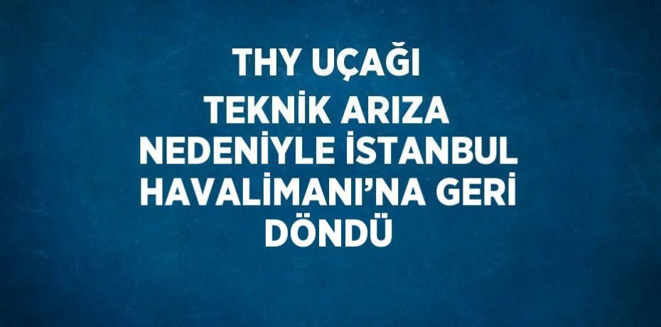THY UÇAĞI TEKNİK ARIZA NEDENİYLE İSTANBUL HAVALİMANI’NA GERİ DÖNDÜ