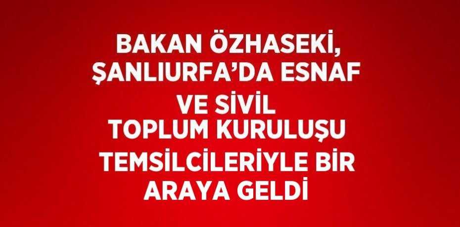 BAKAN ÖZHASEKİ, ŞANLIURFA’DA ESNAF VE SİVİL TOPLUM KURULUŞU TEMSİLCİLERİYLE BİR ARAYA GELDİ