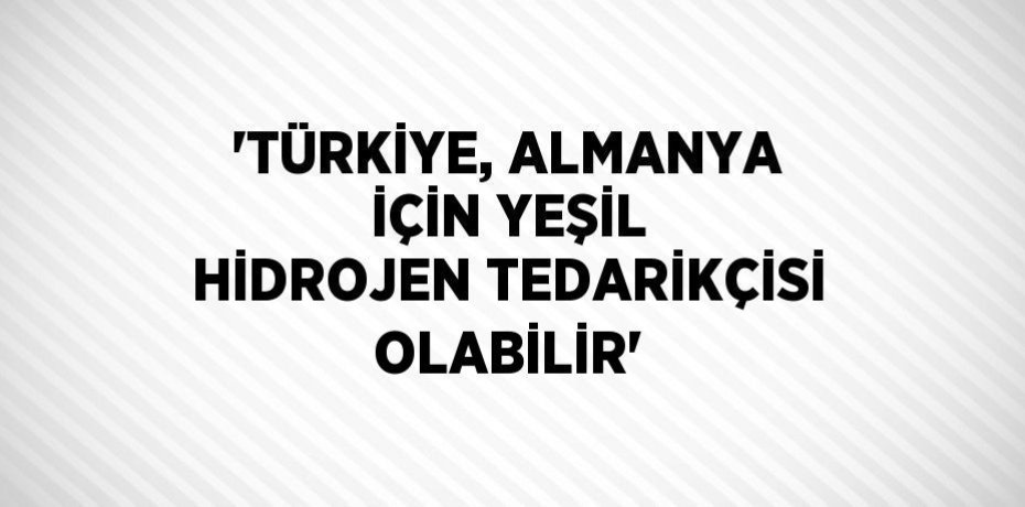 'TÜRKİYE, ALMANYA İÇİN YEŞİL HİDROJEN TEDARİKÇİSİ OLABİLİR'