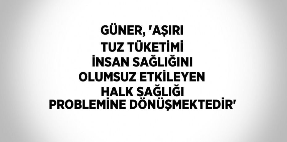 GÜNER, 'AŞIRI TUZ TÜKETİMİ İNSAN SAĞLIĞINI OLUMSUZ ETKİLEYEN HALK SAĞLIĞI PROBLEMİNE DÖNÜŞMEKTEDİR'