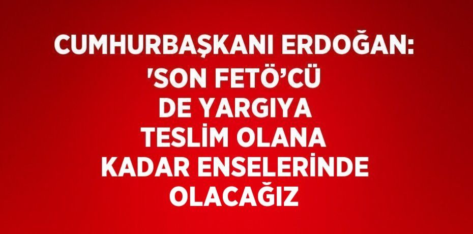 CUMHURBAŞKANI ERDOĞAN: 'SON FETÖ’CÜ DE YARGIYA TESLİM OLANA KADAR ENSELERİNDE OLACAĞIZ