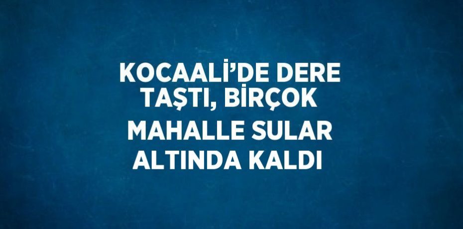 KOCAALİ’DE DERE TAŞTI, BİRÇOK MAHALLE SULAR ALTINDA KALDI