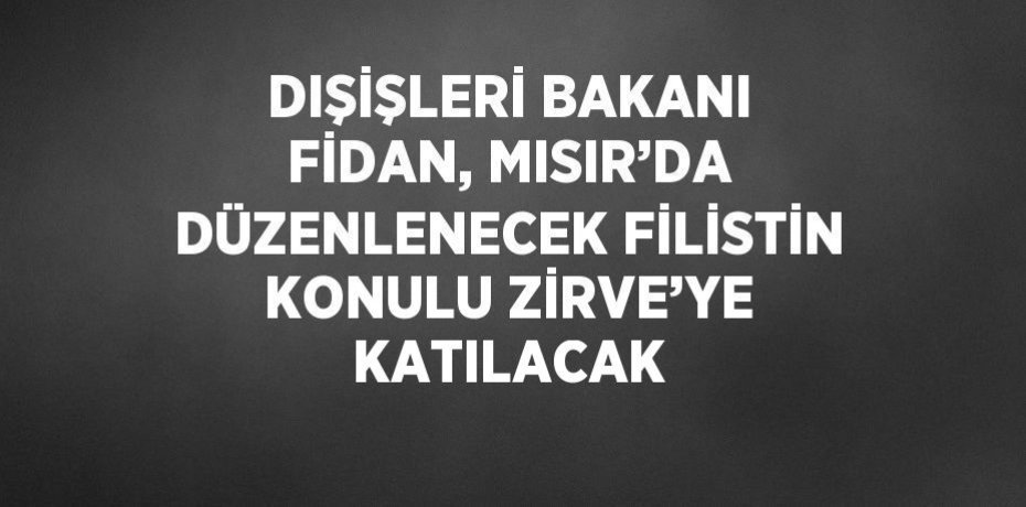 DIŞİŞLERİ BAKANI FİDAN, MISIR’DA DÜZENLENECEK FİLİSTİN KONULU ZİRVE’YE KATILACAK