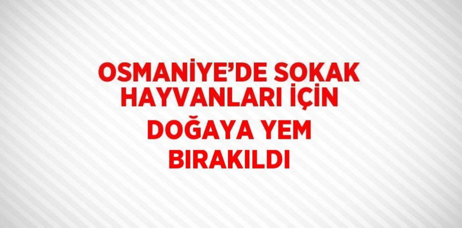 OSMANİYE’DE SOKAK HAYVANLARI İÇİN DOĞAYA YEM BIRAKILDI
