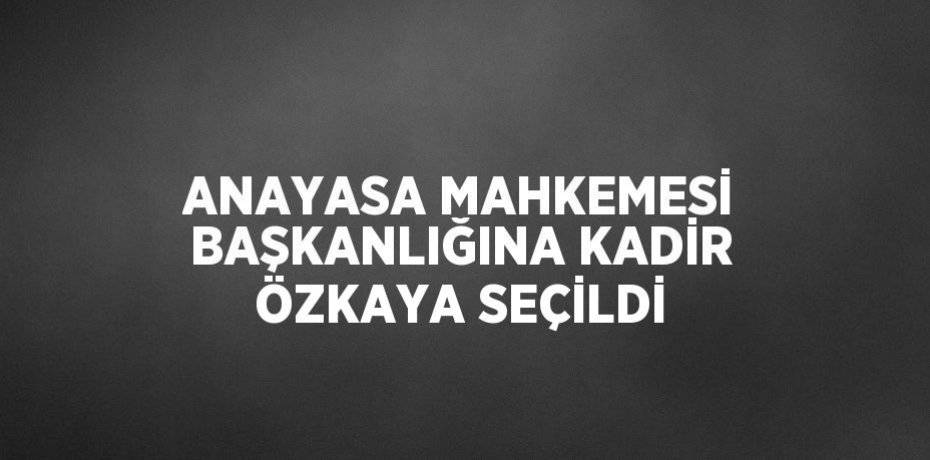 ANAYASA MAHKEMESİ BAŞKANLIĞINA KADİR ÖZKAYA SEÇİLDİ