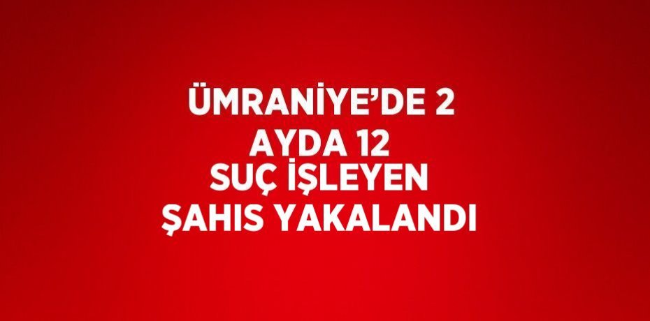 ÜMRANİYE’DE 2 AYDA 12 SUÇ İŞLEYEN ŞAHIS YAKALANDI