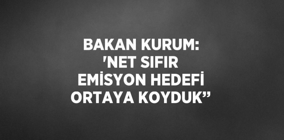 BAKAN KURUM: 'NET SIFIR EMİSYON HEDEFİ ORTAYA KOYDUK’’