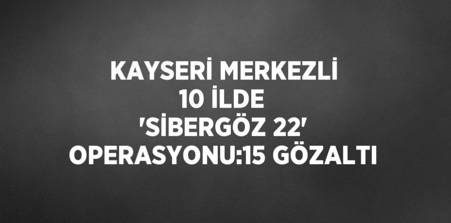 KAYSERİ MERKEZLİ 10 İLDE 'SİBERGÖZ 22' OPERASYONU:15 GÖZALTI