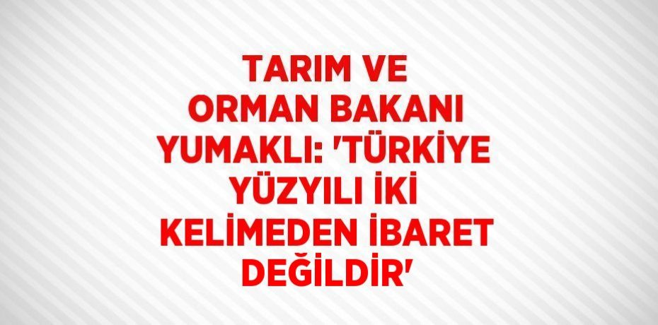 TARIM VE ORMAN BAKANI YUMAKLI: 'TÜRKİYE YÜZYILI İKİ KELİMEDEN İBARET DEĞİLDİR'