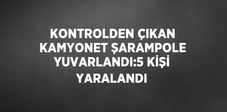KONTROLDEN ÇIKAN KAMYONET ŞARAMPOLE YUVARLANDI:5 KİŞİ YARALANDI