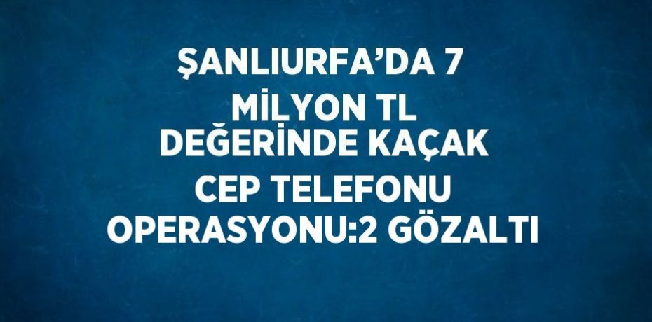 ŞANLIURFA’DA 7 MİLYON TL DEĞERİNDE KAÇAK CEP TELEFONU OPERASYONU:2 GÖZALTI
