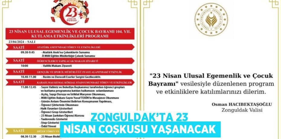 ZONGULDAK’TA 23 NİSAN COŞKUSU YAŞANACAK