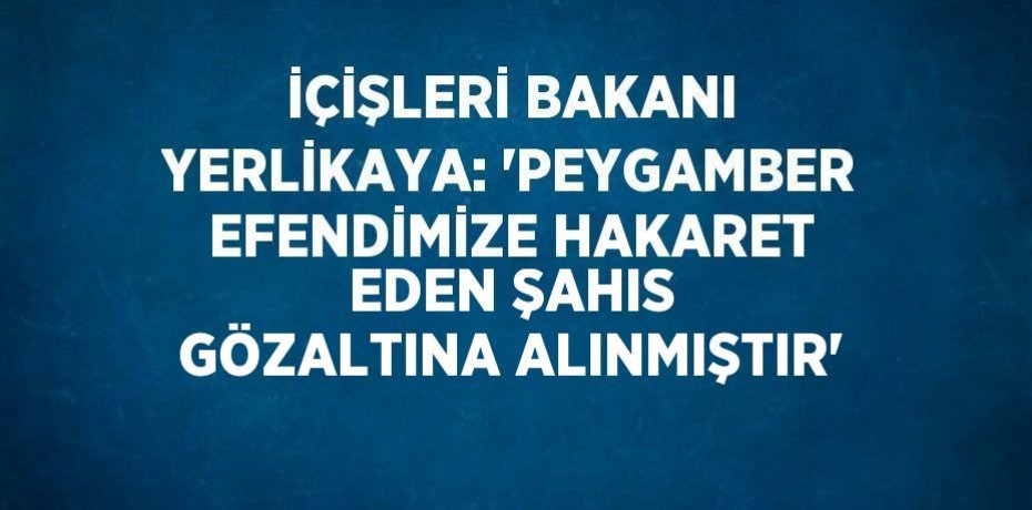 İÇİŞLERİ BAKANI YERLİKAYA: 'PEYGAMBER EFENDİMİZE HAKARET EDEN ŞAHIS GÖZALTINA ALINMIŞTIR'