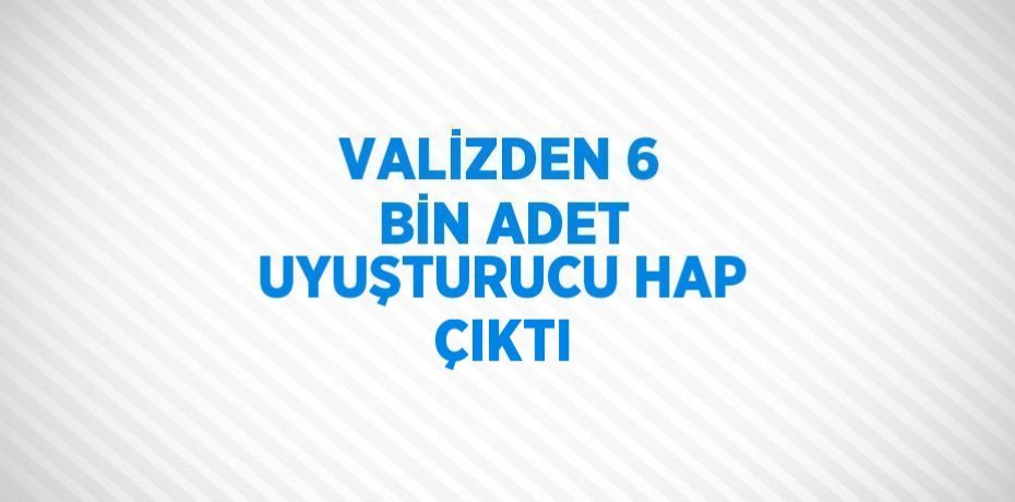 VALİZDEN 6 BİN ADET UYUŞTURUCU HAP ÇIKTI