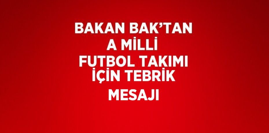 BAKAN BAK’TAN A MİLLİ FUTBOL TAKIMI İÇİN TEBRİK MESAJI