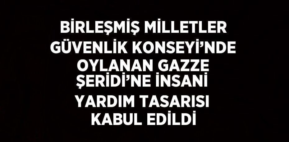 BİRLEŞMİŞ MİLLETLER GÜVENLİK KONSEYİ’NDE OYLANAN GAZZE ŞERİDİ’NE İNSANİ YARDIM TASARISI KABUL EDİLDİ