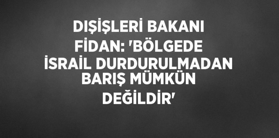 DIŞİŞLERİ BAKANI FİDAN: 'BÖLGEDE İSRAİL DURDURULMADAN BARIŞ MÜMKÜN DEĞİLDİR'