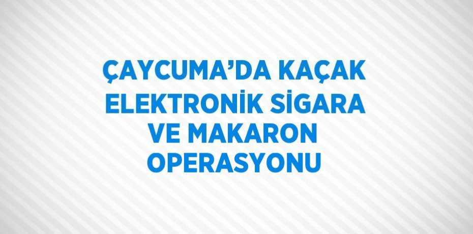 ÇAYCUMA’DA KAÇAK ELEKTRONİK SİGARA VE MAKARON OPERASYONU