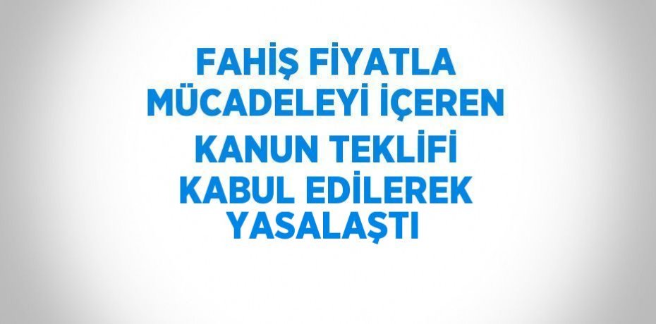 FAHİŞ FİYATLA MÜCADELEYİ İÇEREN KANUN TEKLİFİ KABUL EDİLEREK YASALAŞTI