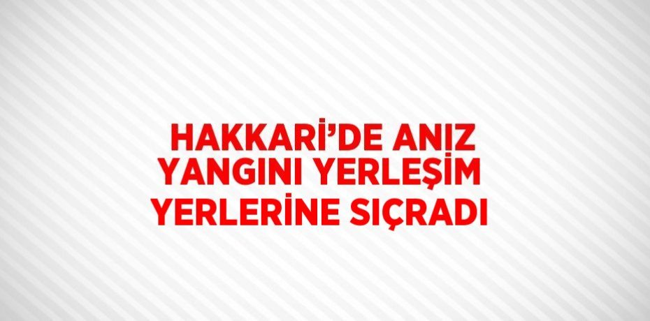 HAKKARİ’DE ANIZ YANGINI YERLEŞİM YERLERİNE SIÇRADI