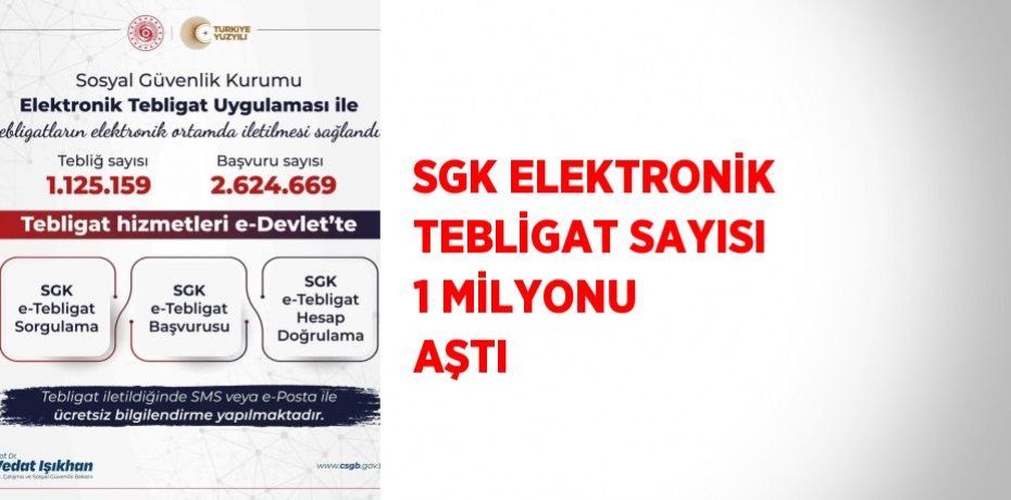 SGK ELEKTRONİK TEBLİGAT SAYISI 1 MİLYONU AŞTI