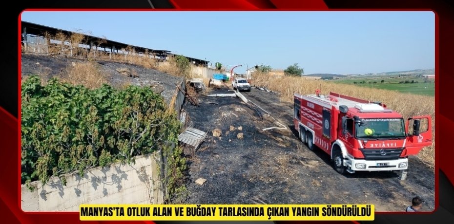 Manyas'ta otluk alan ve buğday tarlasında çıkan yangın söndürüldü  