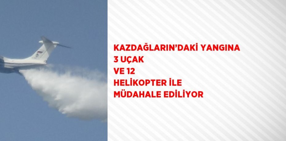 KAZDAĞLARIN’DAKİ YANGINA 3 UÇAK VE 12 HELİKOPTER İLE MÜDAHALE EDİLİYOR