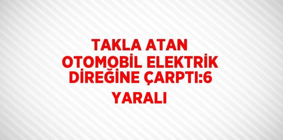 TAKLA ATAN OTOMOBİL ELEKTRİK DİREĞİNE ÇARPTI:6 YARALI