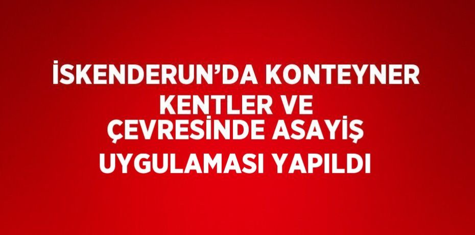 İSKENDERUN’DA KONTEYNER KENTLER VE ÇEVRESİNDE ASAYİŞ UYGULAMASI YAPILDI