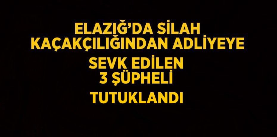 ELAZIĞ’DA SİLAH KAÇAKÇILIĞINDAN ADLİYEYE SEVK EDİLEN 3 ŞÜPHELİ TUTUKLANDI
