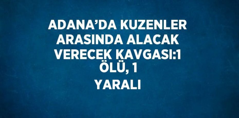 ADANA’DA KUZENLER ARASINDA ALACAK VERECEK KAVGASI:1 ÖLÜ, 1 YARALI