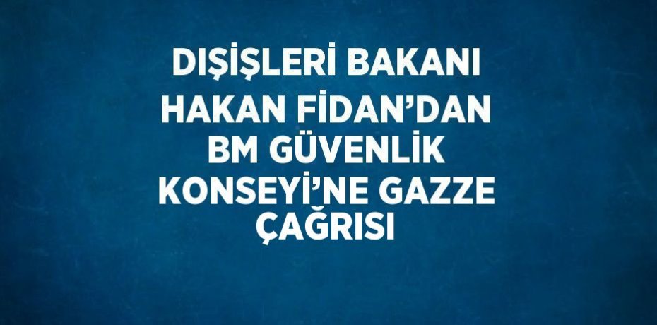 DIŞİŞLERİ BAKANI HAKAN FİDAN’DAN BM GÜVENLİK KONSEYİ’NE GAZZE ÇAĞRISI