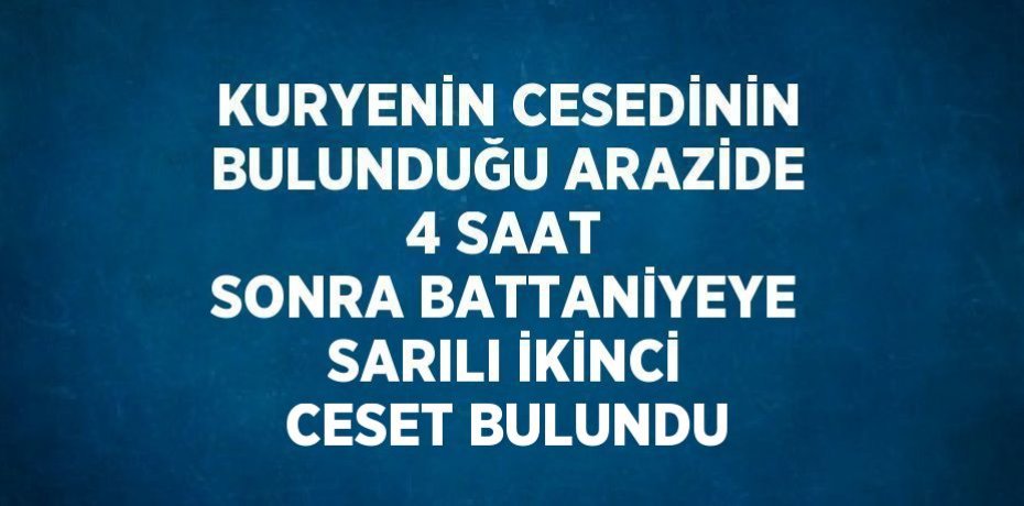 KURYENİN CESEDİNİN BULUNDUĞU ARAZİDE 4 SAAT SONRA BATTANİYEYE SARILI İKİNCİ CESET BULUNDU