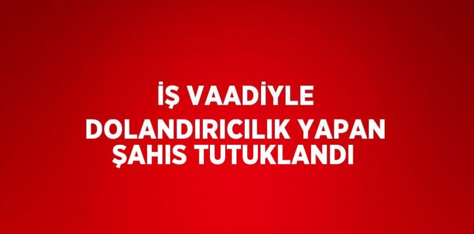 İŞ VAADİYLE DOLANDIRICILIK YAPAN ŞAHIS TUTUKLANDI