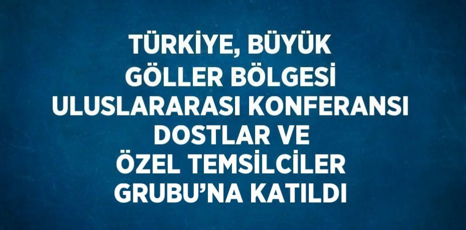 TÜRKİYE, BÜYÜK GÖLLER BÖLGESİ ULUSLARARASI KONFERANSI DOSTLAR VE ÖZEL TEMSİLCİLER GRUBU’NA KATILDI