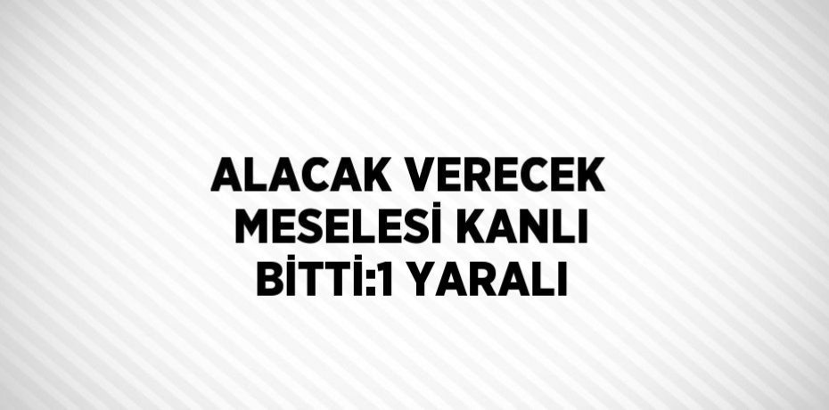 ALACAK VERECEK MESELESİ KANLI BİTTİ:1 YARALI