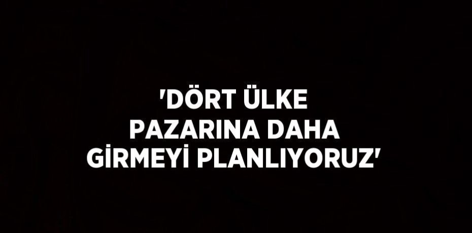 'DÖRT ÜLKE PAZARINA DAHA GİRMEYİ PLANLIYORUZ'