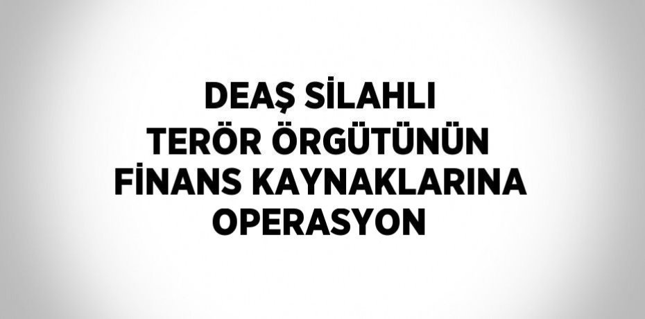 DEAŞ SİLAHLI TERÖR ÖRGÜTÜNÜN FİNANS KAYNAKLARINA OPERASYON