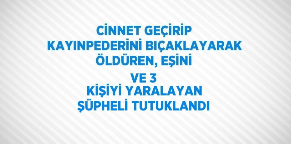CİNNET GEÇİRİP KAYINPEDERİNİ BIÇAKLAYARAK ÖLDÜREN, EŞİNİ VE 3 KİŞİYİ YARALAYAN ŞÜPHELİ TUTUKLANDI
