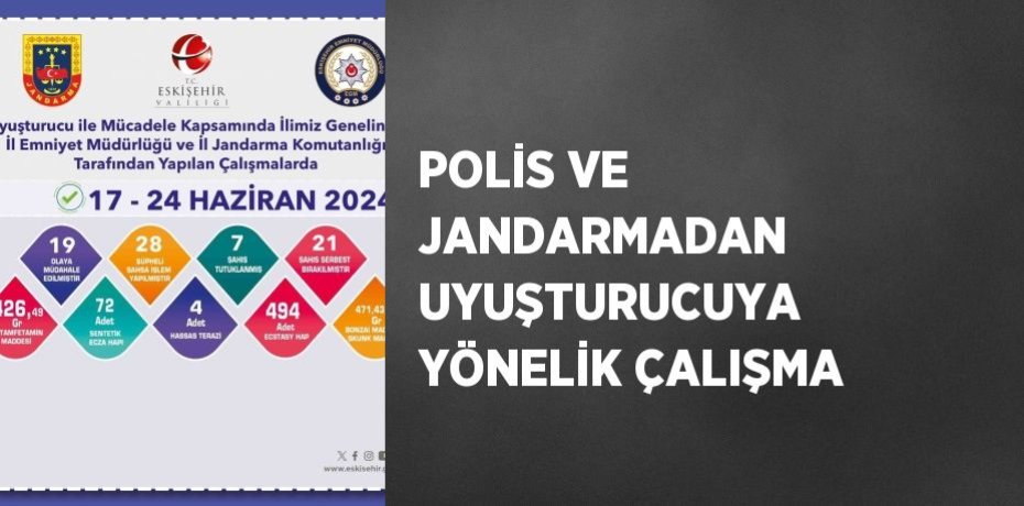 POLİS VE JANDARMADAN UYUŞTURUCUYA YÖNELİK ÇALIŞMA